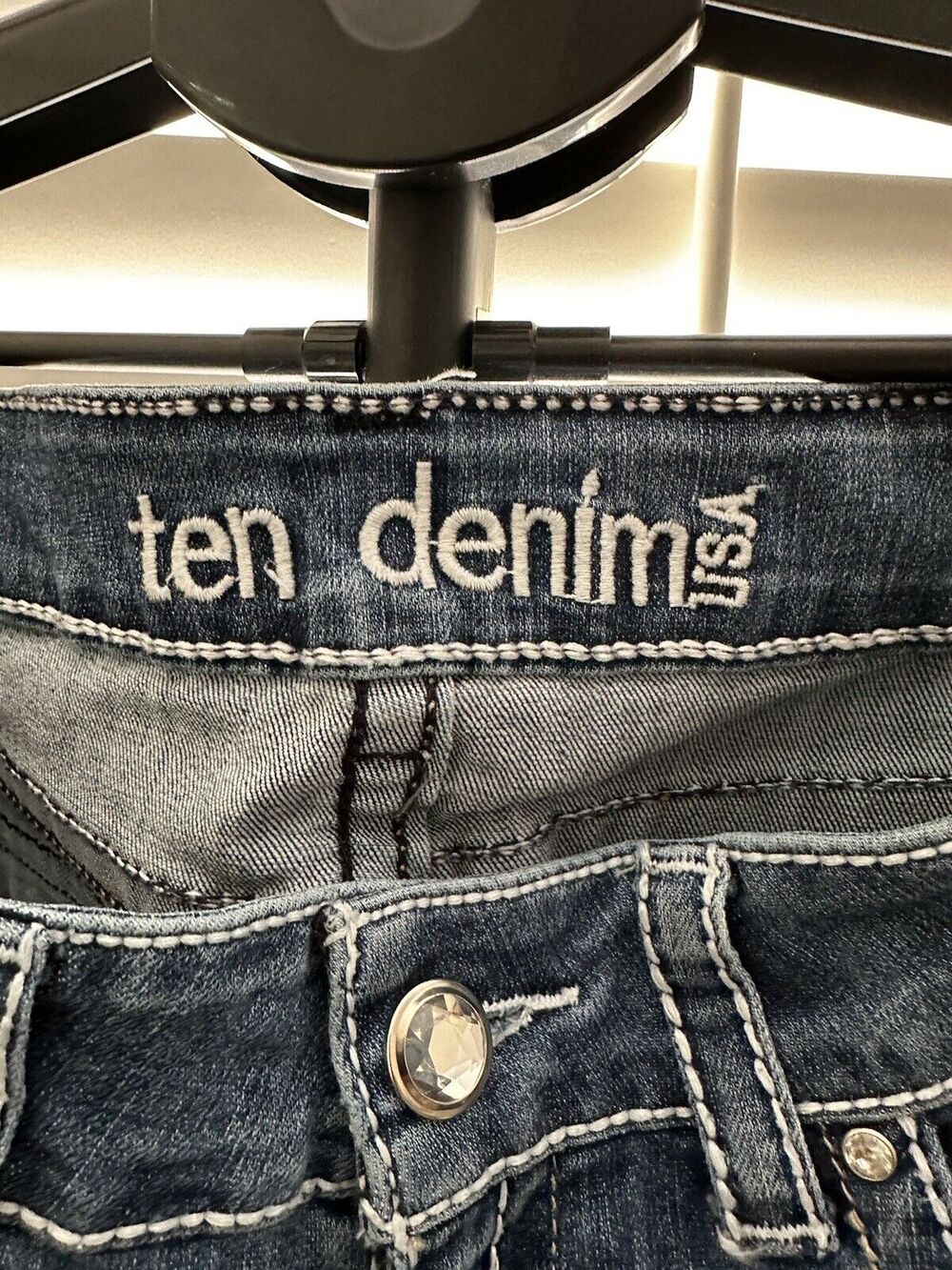 X Ten Denim Womens Blue Jeans Size 7 Studded Boot Cut